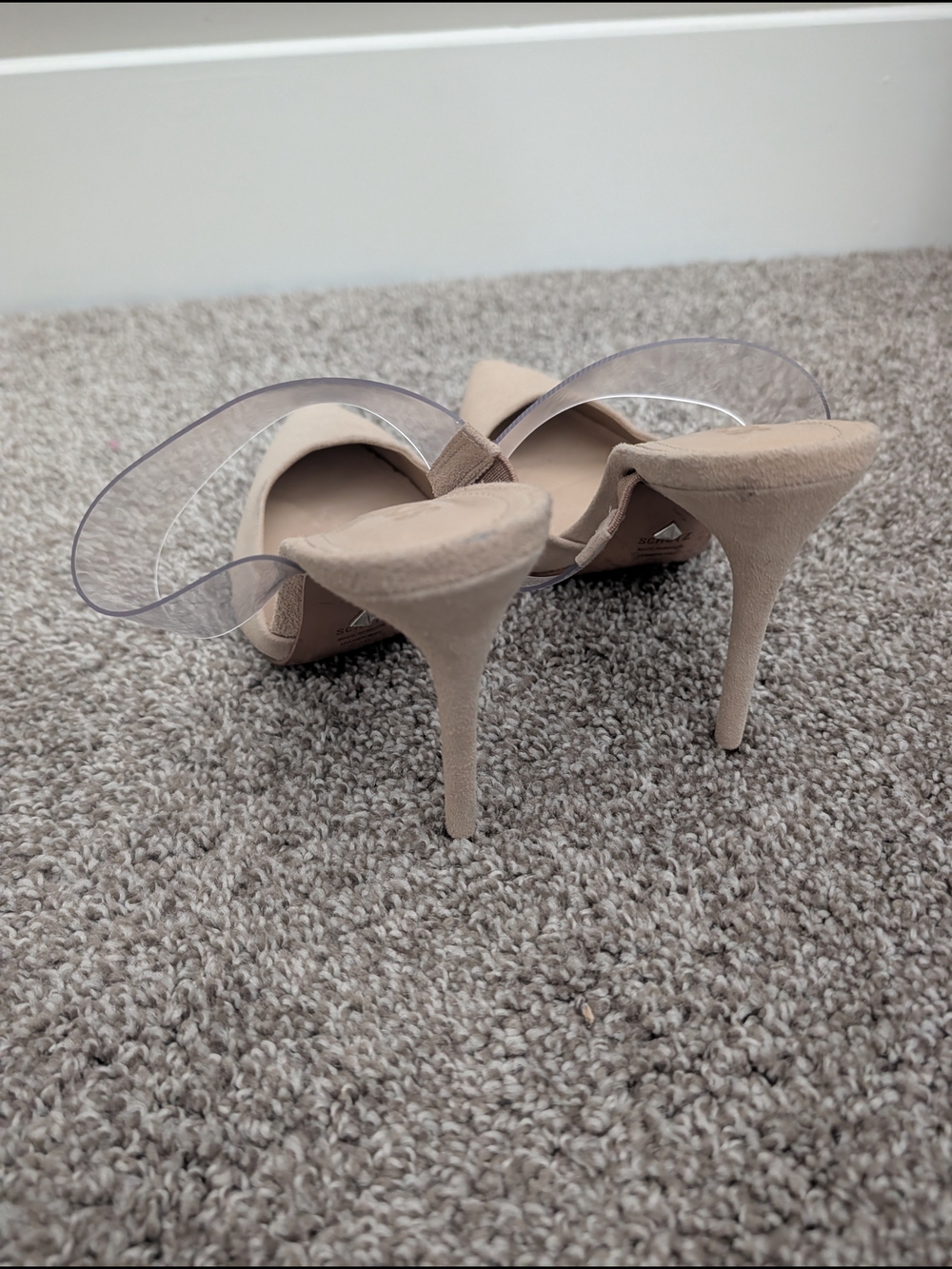 SCHUTZ Nude Pointed-Toe Pumps with Clear Strap - Picture 2 of 3